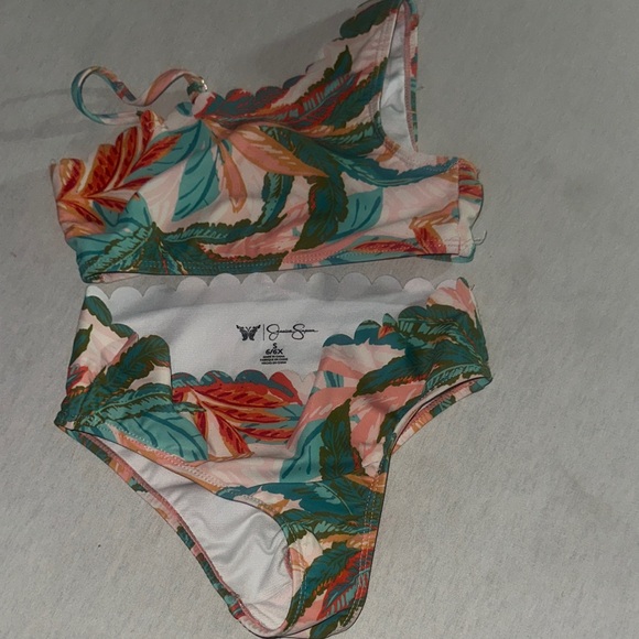 Kids Size 6X Jessica Simpson Tropical Print Kids One Piece Swimsuit. - Picture 1 of 3